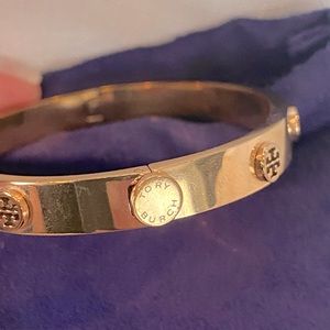 Tory Burch Rose platted Button Clasp closure bangle